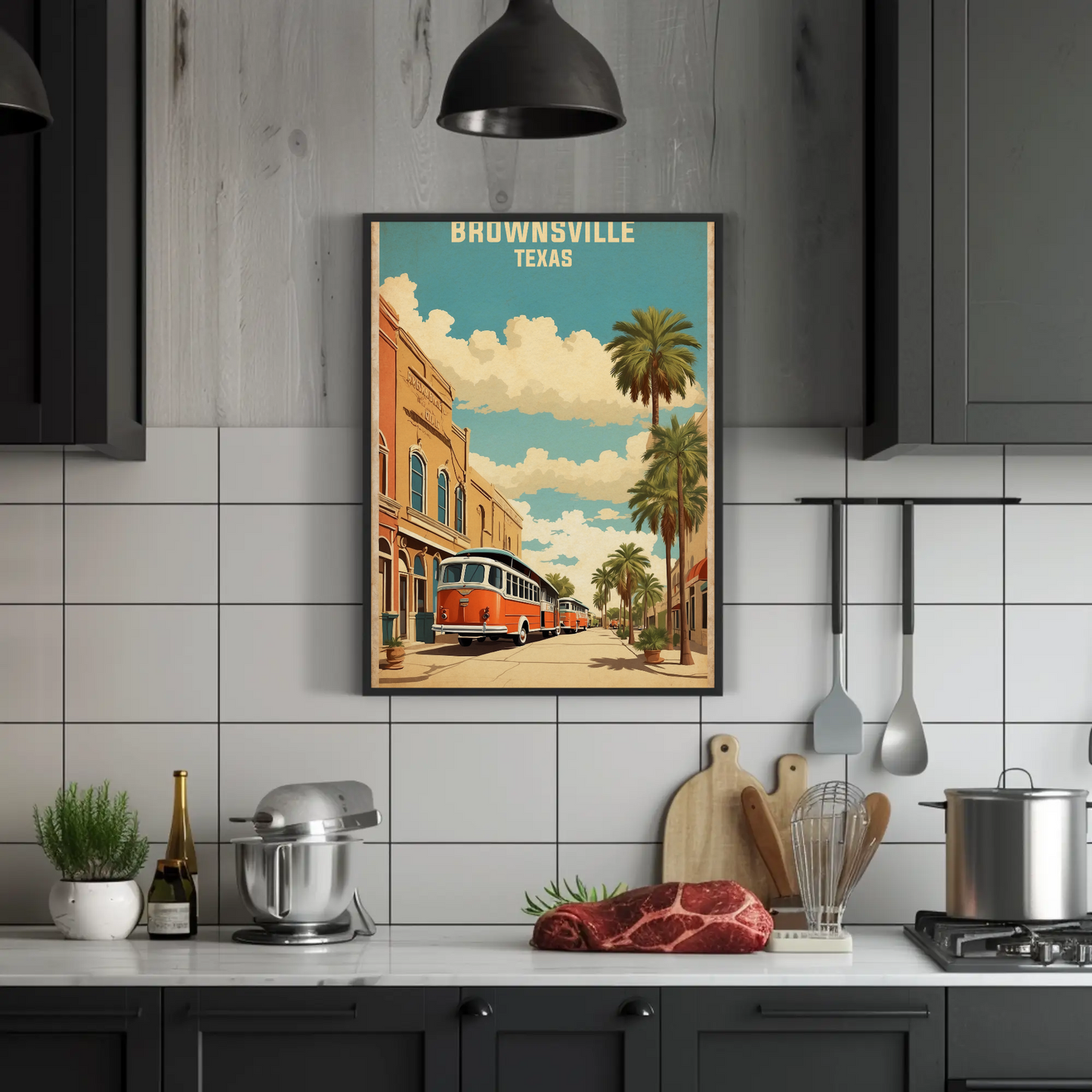 Brownsville Texas American Scene Art Vintage Travel Poster