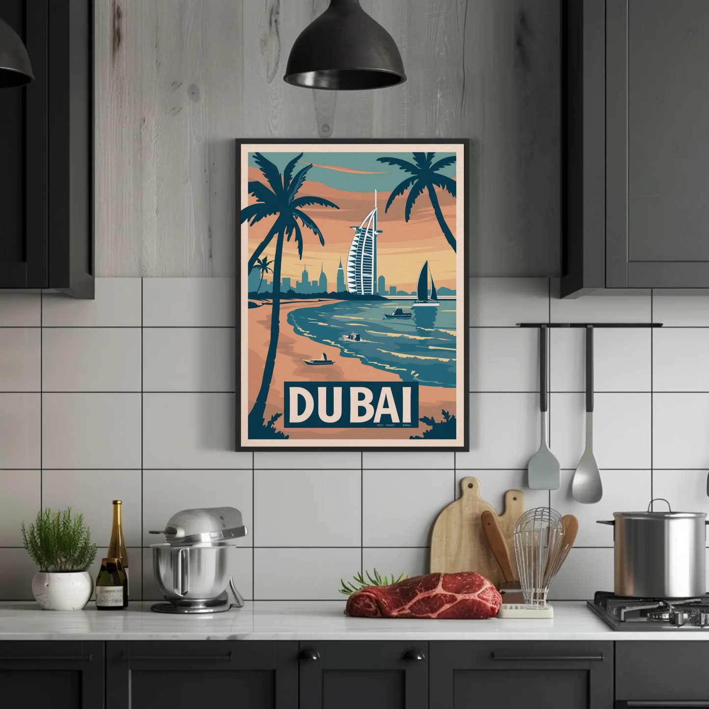 Dubai Beach Vintage Poster