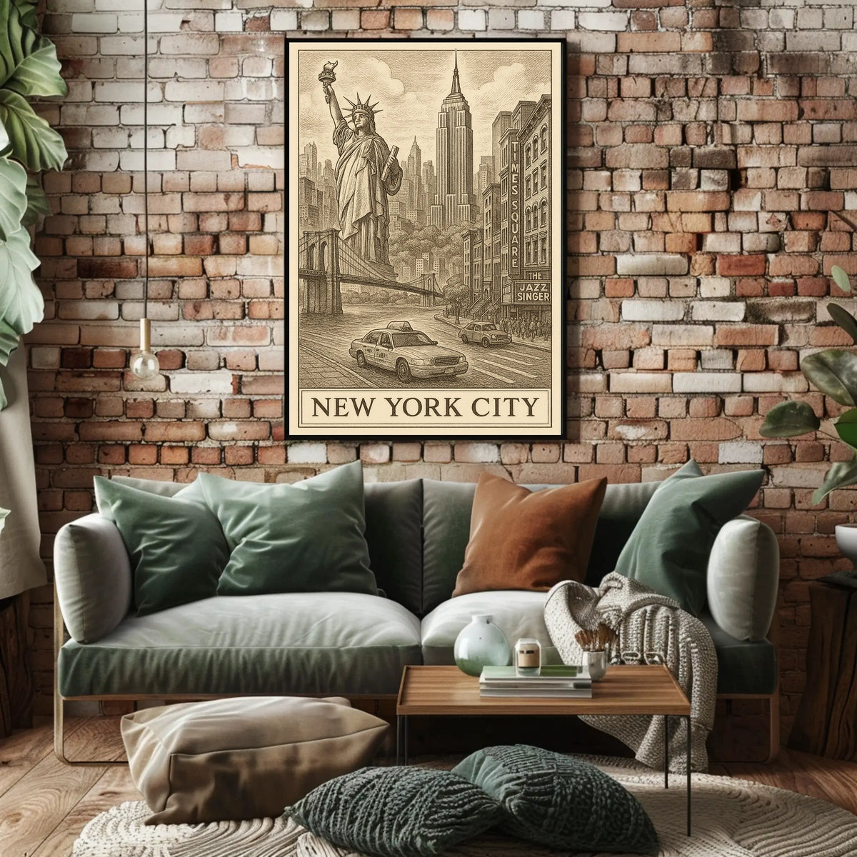 Timeless New York City Poster Vintage Sepia Urban Art Fans