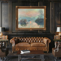 Serene European River Scene at Sunset Artistic Poster