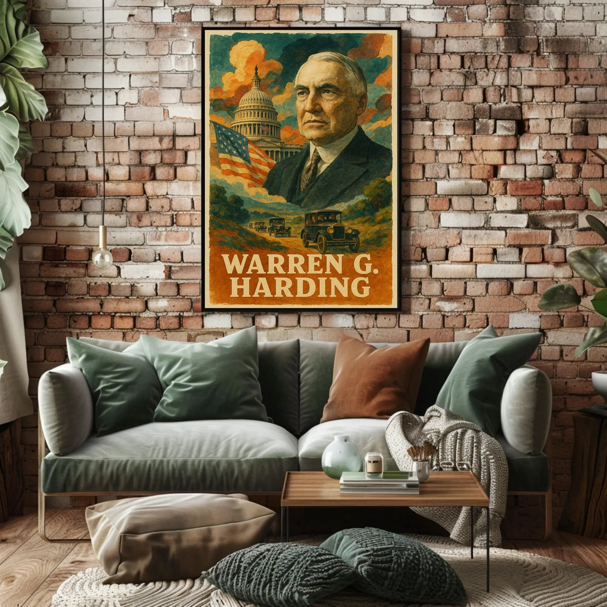 Warren G. Harding 29th President of the United States Layered Digital Collage Poster