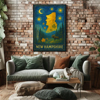 New Hampshire Starry Night Artistic Poster
