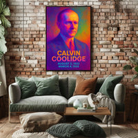Calvin Coolidge 30th President of the United States Neon Gradient Overlay Poster