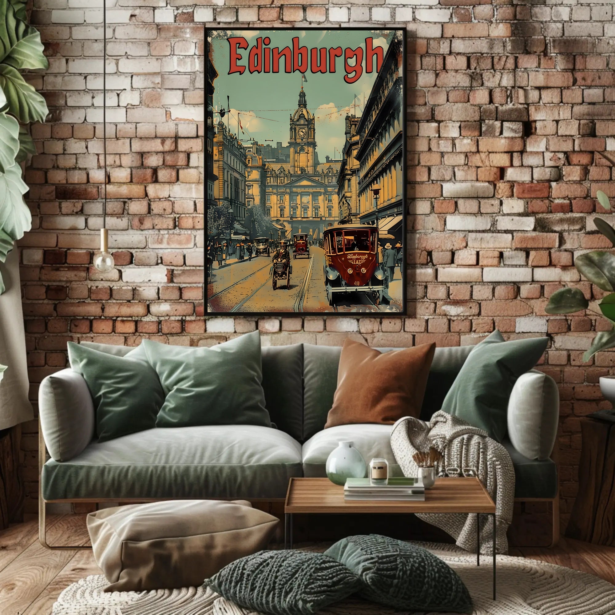 Historic Edinburgh Street Scene Vintage Urban Cityscape Poster