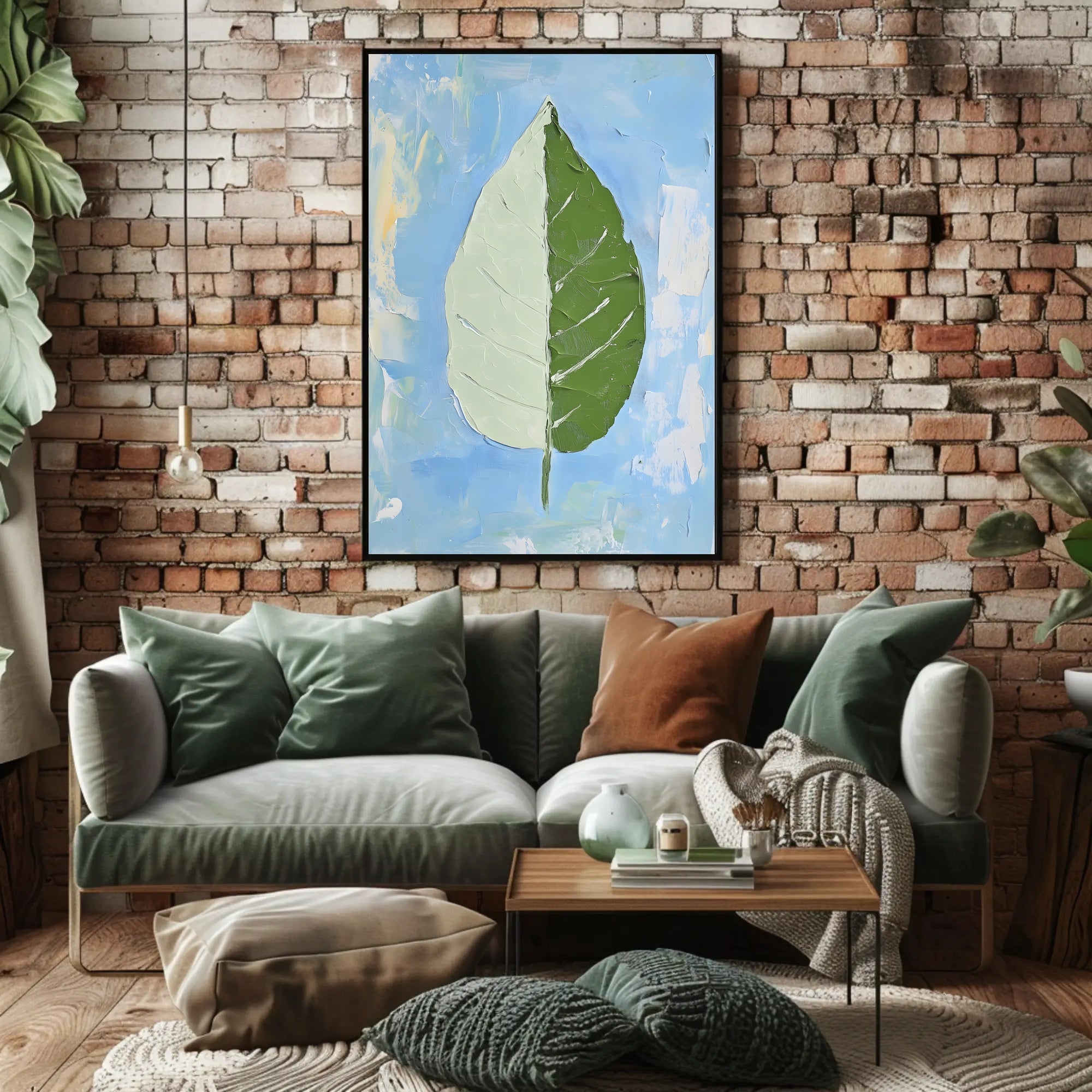 Dual Nature Leaf Modern Abstract Poster Print
