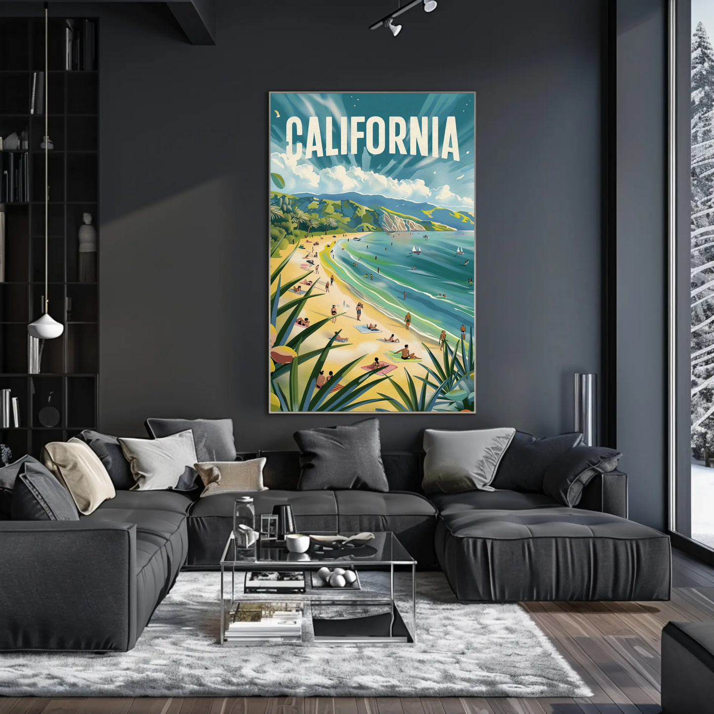 California Dream Coastline Beach Day Travel Poster