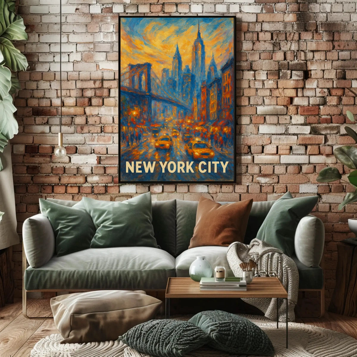 New York City Skyline Sunset Poster Modern Wall Art