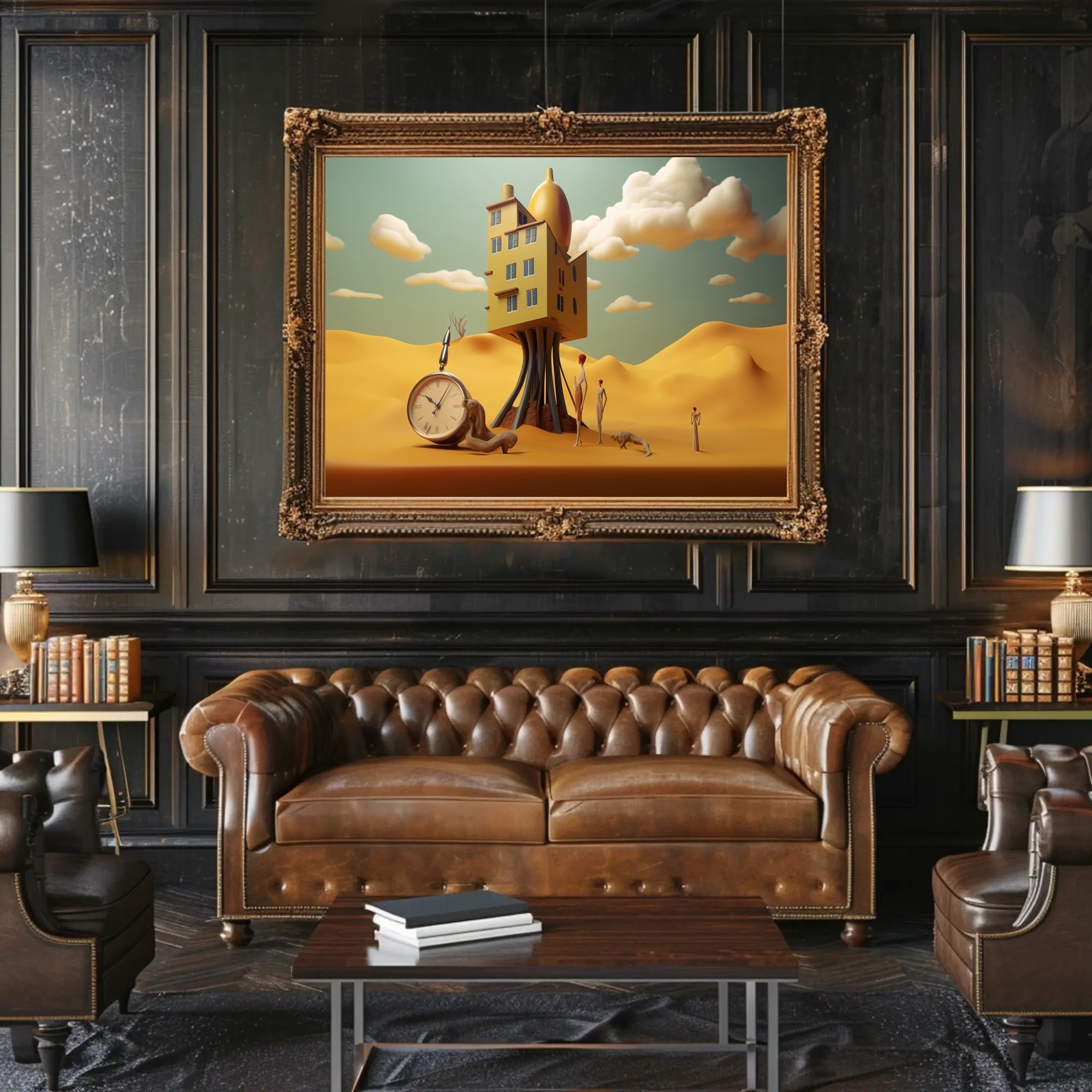 Surreal Dreamlike Landscape with Elevated House Artistic Poster