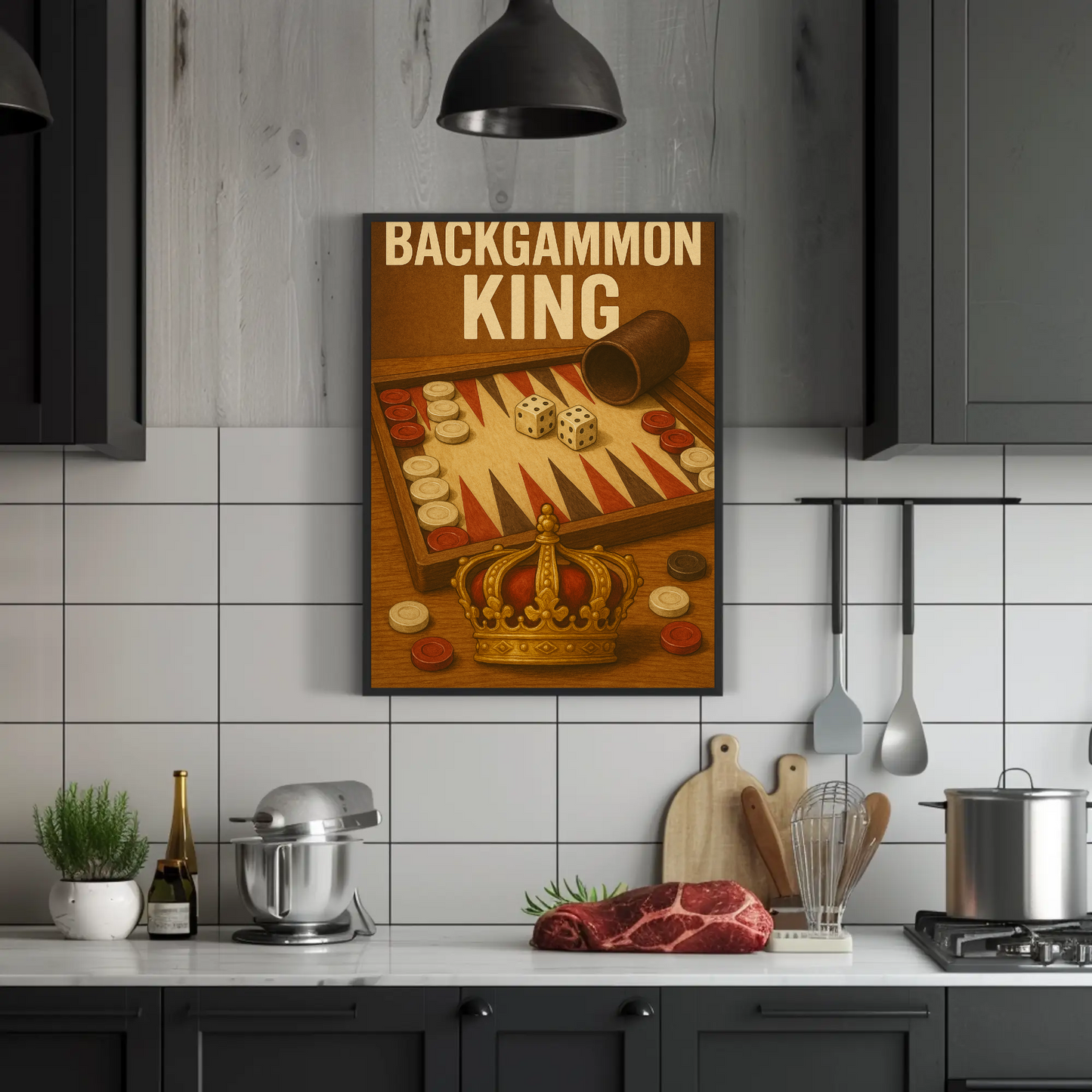 Backgammon King Vintage Poster