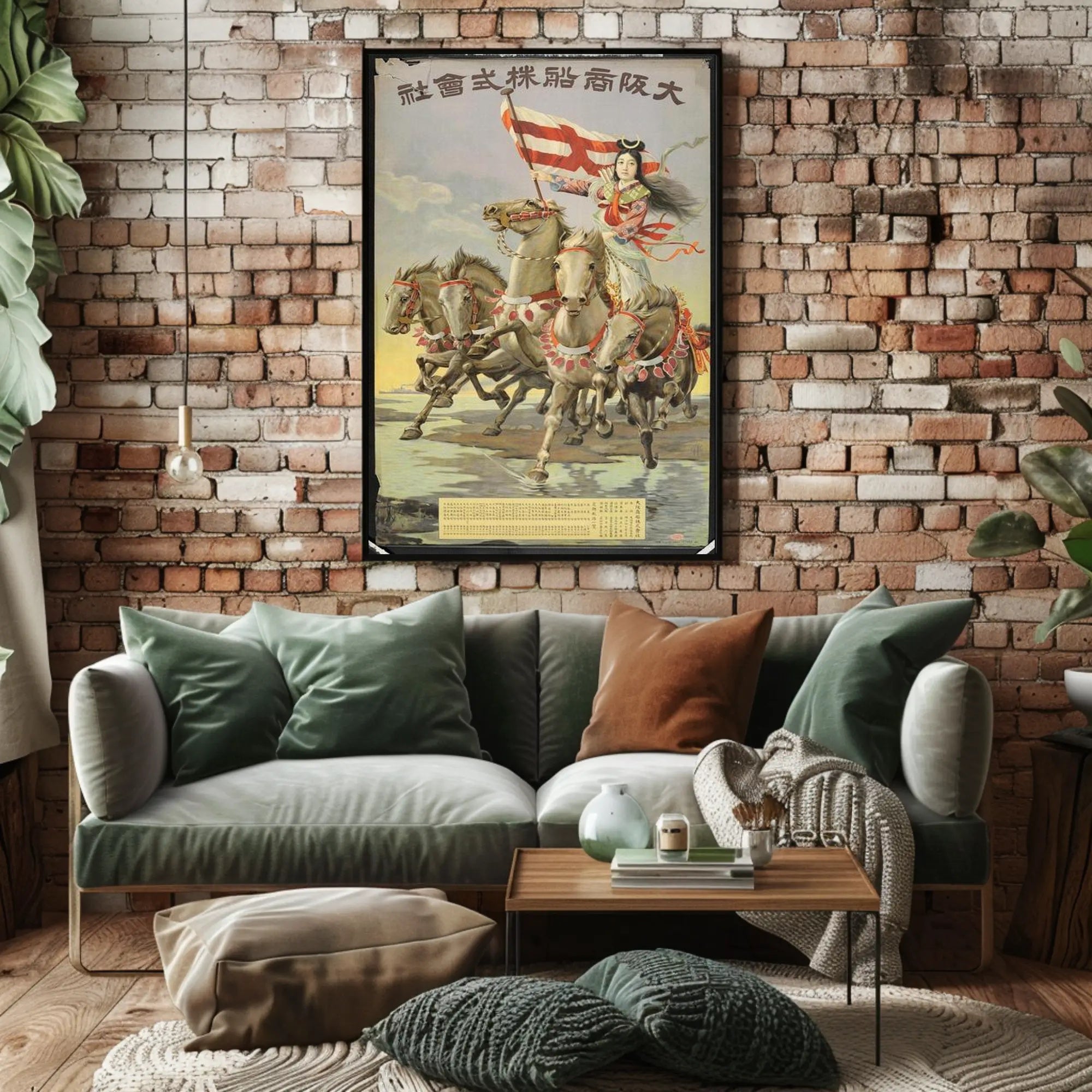 Gallant Rider with Flag Poster PosterGoat
