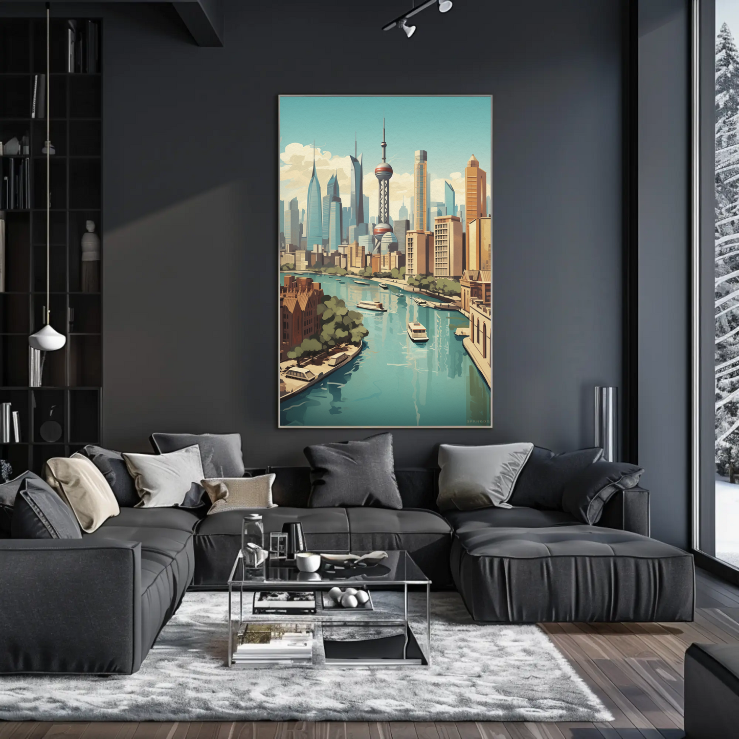 Shanghai Modern Skyline and River Travel Poster