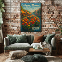 Tulip Market Canal Poster Vibrant Spring Home Decor Lovers