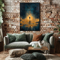Solitude and Reflection in a Cosmic Abstract or Artistic Poster