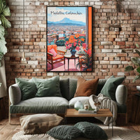 Medellín Balcony View with Vibrant Cityscape Poster