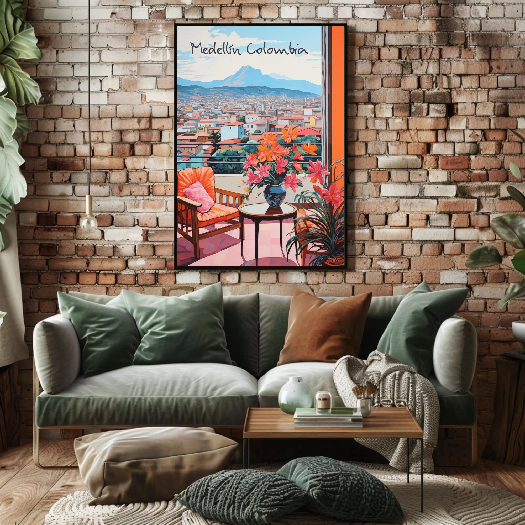 Medellín Balcony View with Vibrant Cityscape Poster