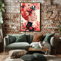 Ethereal Redhead Floral Fusion Art Poster PosterGoat