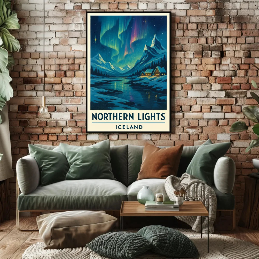 Northern Lights Over Iceland Winter Travel Poster PosterGoat
