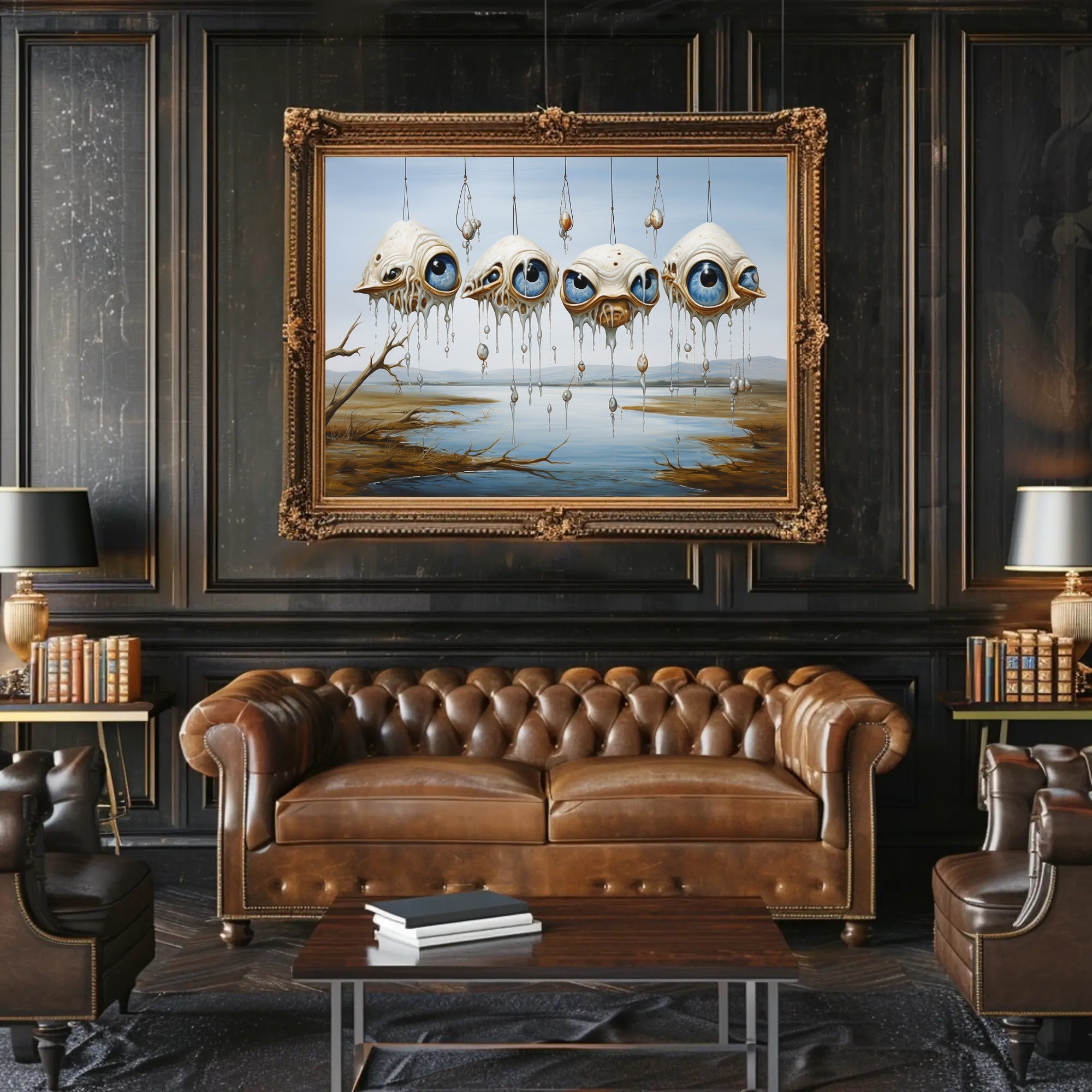 Surreal Floating Eyes Artistic Poster