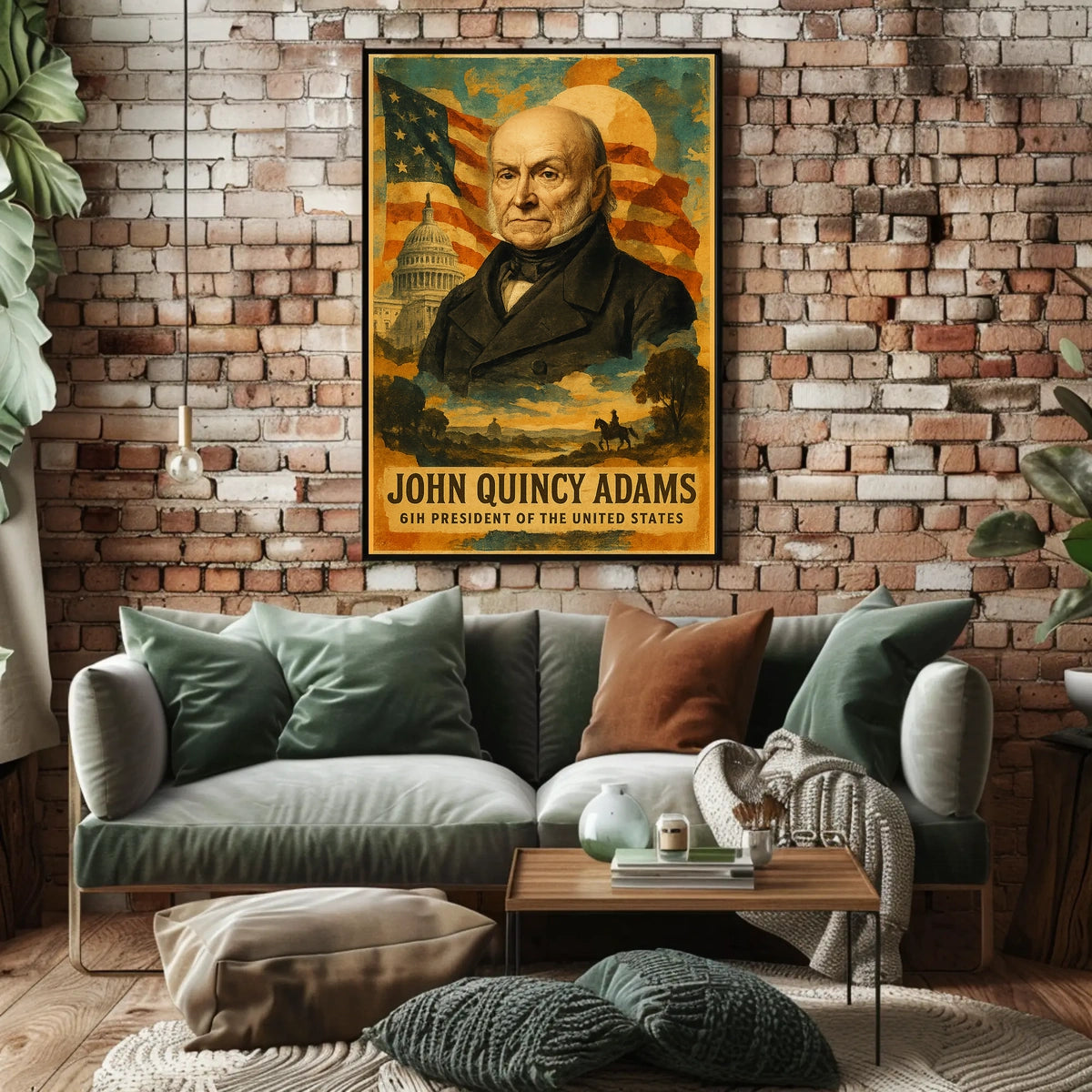 John Quincy Adams 6th President of the United States Layered Digital Collage Poster