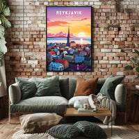 Reykjavik at Sunset Poster