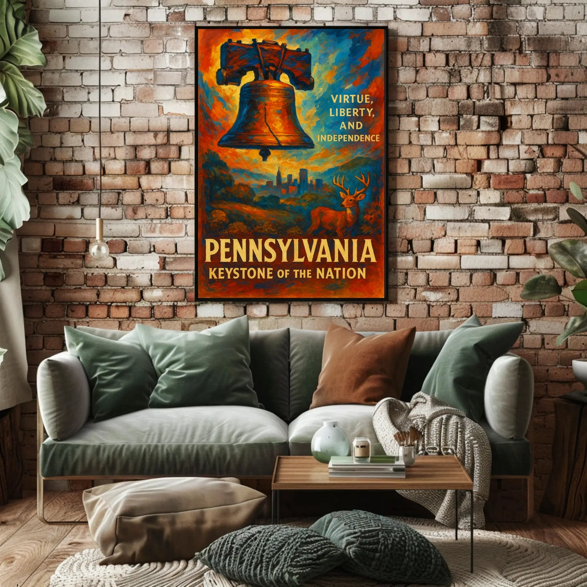 Pennsylvania Keystone of the Nation Poster Patriotic Decor