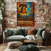 Pennsylvania Keystone of the Nation Poster Patriotic Decor