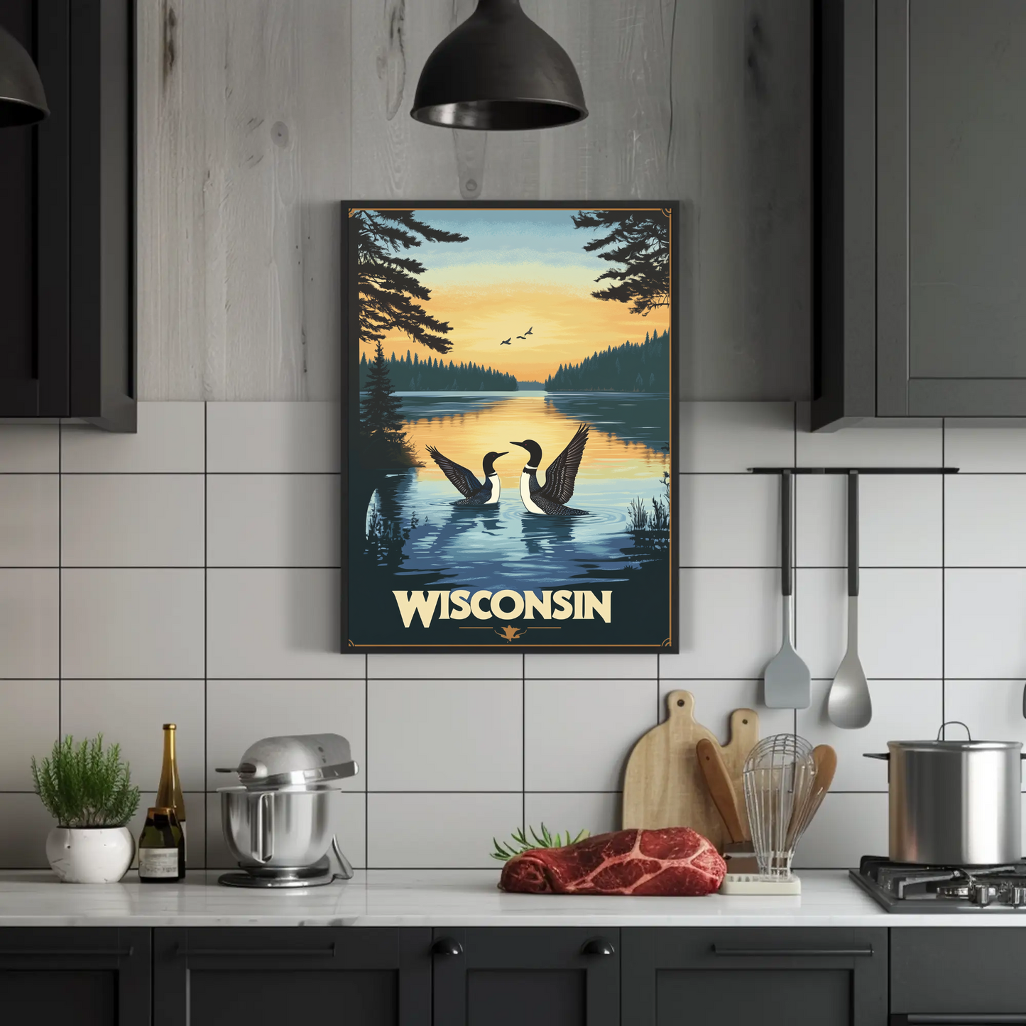 Wisconsin Lake Vintage Poster
