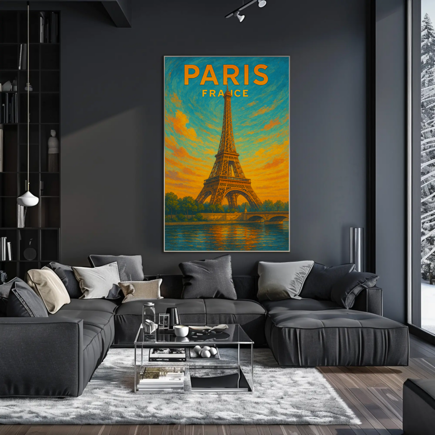 Paris Eiffel Sunset Travel Poster