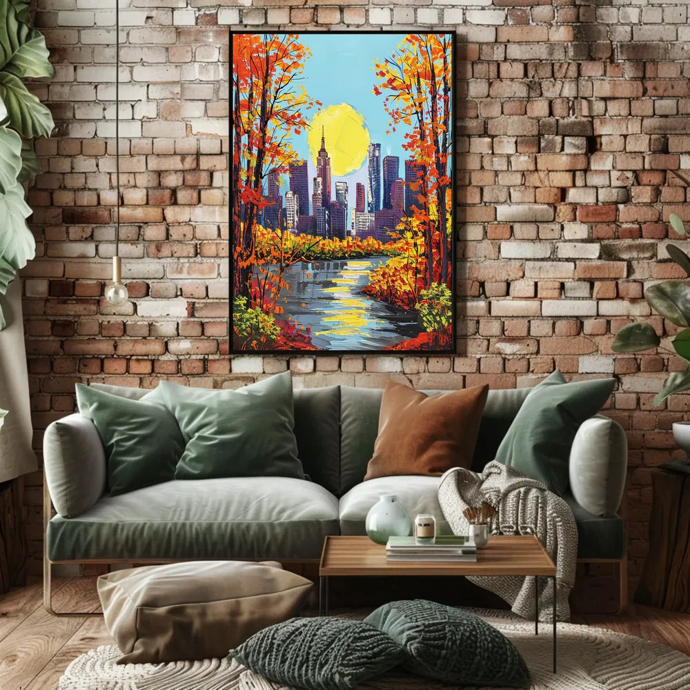 Autumn Cityscape Poster: Vibrant Urban Art Print