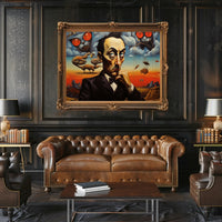 Surrealistic Abstract Art Dreamscape with Black Suit Figure Poster