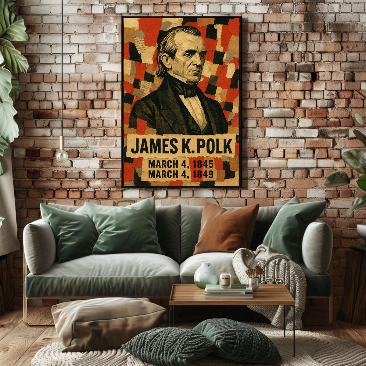James K. Polk 11th President of the United States Layered paper Collage Poster