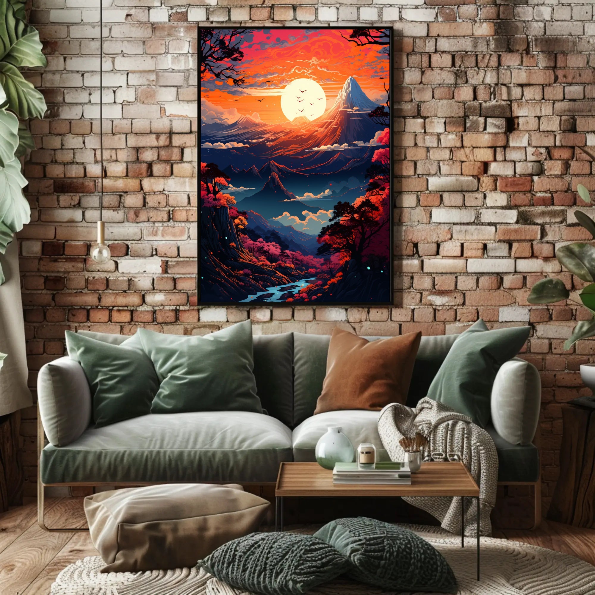 Enchanted Sunset Over Mountains Poster