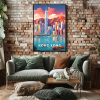 Hong Kong Skyline Vibrant Urban or Cityscape Poster
