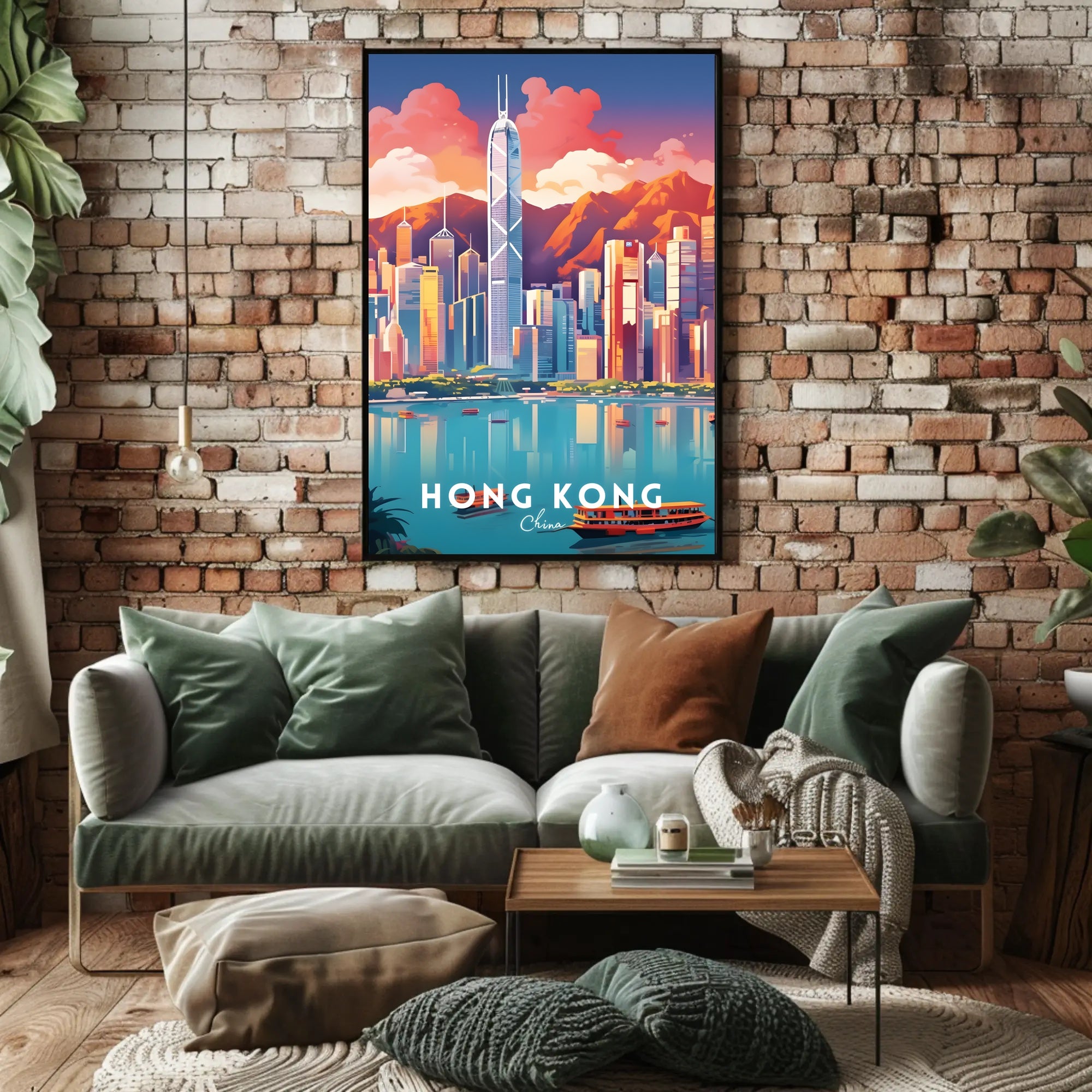 Hong Kong Skyline Vibrant Urban or Cityscape Poster