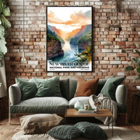 New River Gorge Watercolor Wall Art Poster