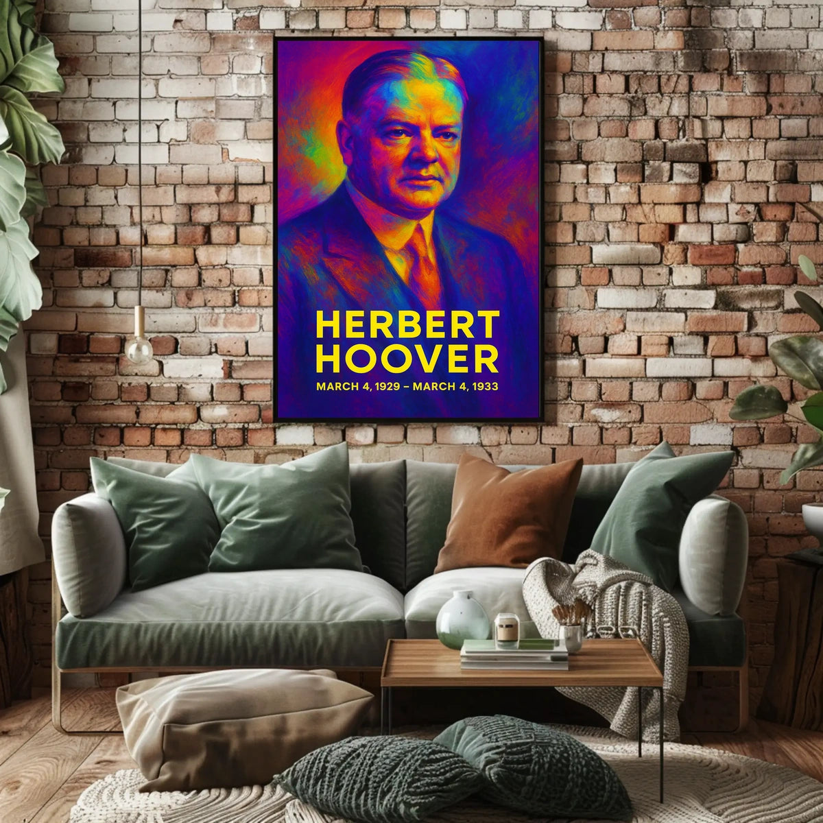 Herbert Hoover 31st President of the United States Neon Gradient Overlay Poster