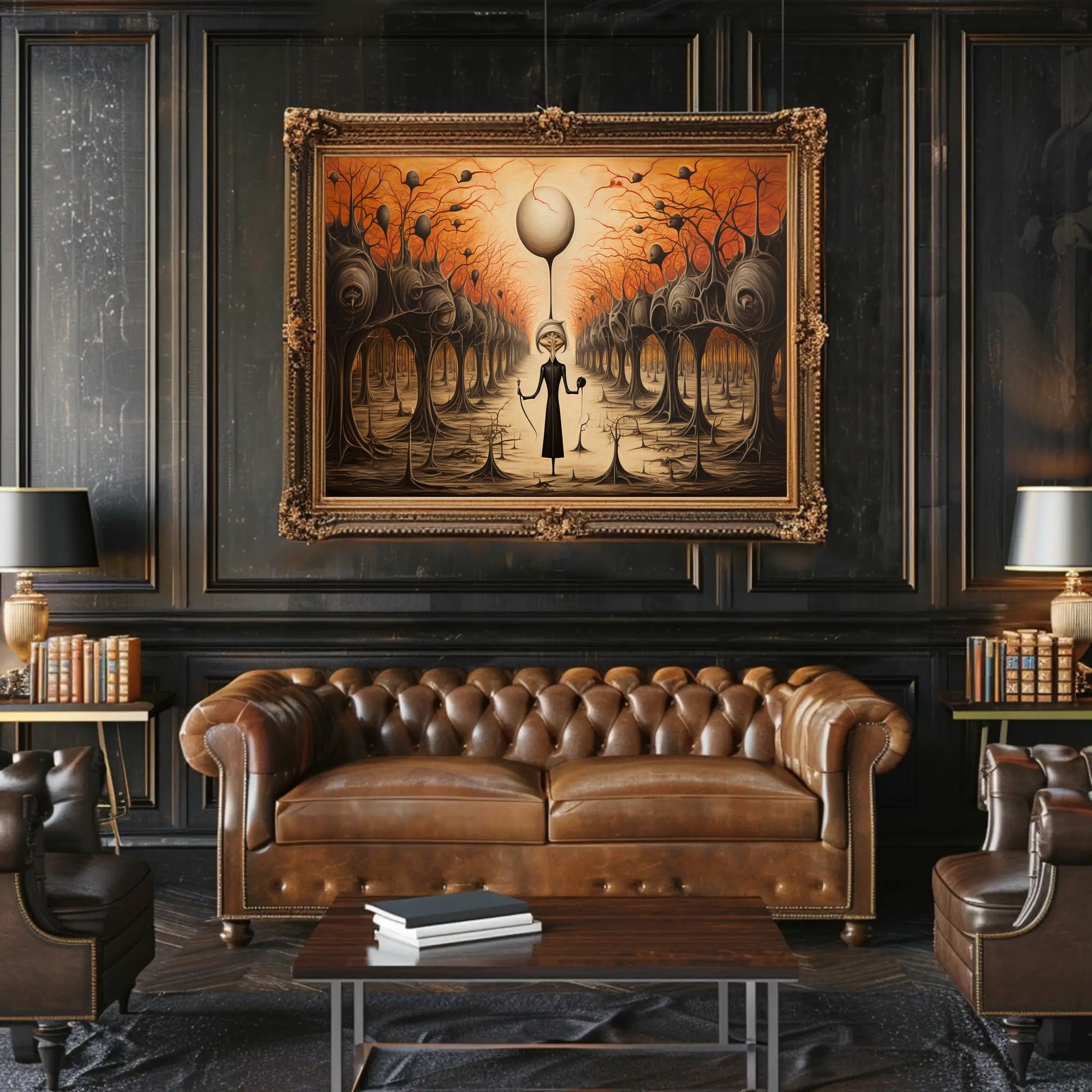 Mysterious Forest Guardian in Surreal Dusk Fantasy Poster