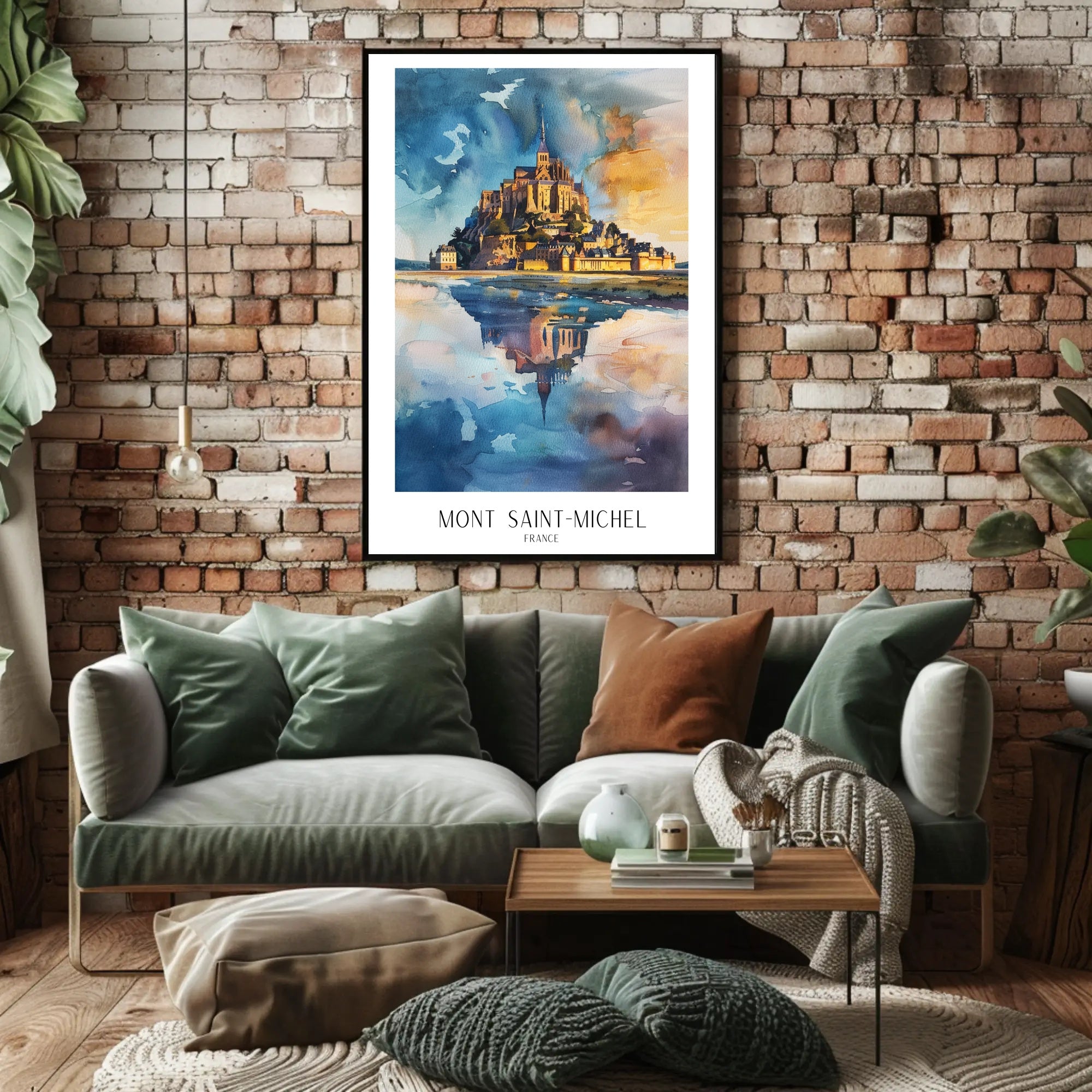 Mont Saint-Michel Painting: Vivid Watercolor Travel Poster PosterGoat
