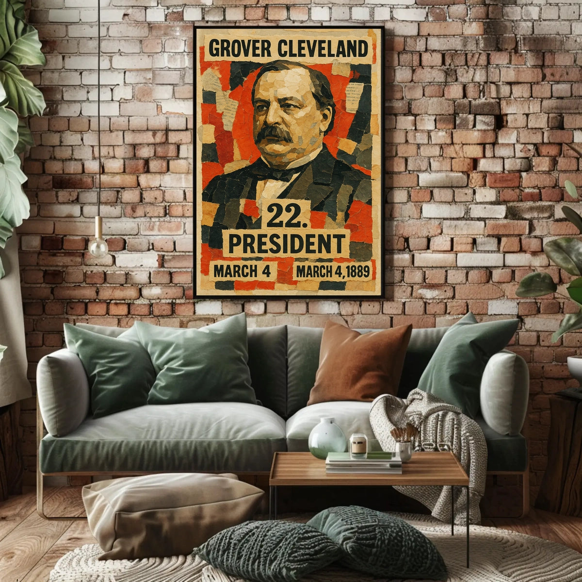 Grover Cleveland 22nd President of the United States Layered paper Collage Poster