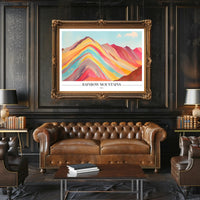 Vibrant Rainbow Mountains Abstract Artistic Poster