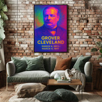 Grover Cleveland 24th President of the United States Neon Gradient Overlay Poster