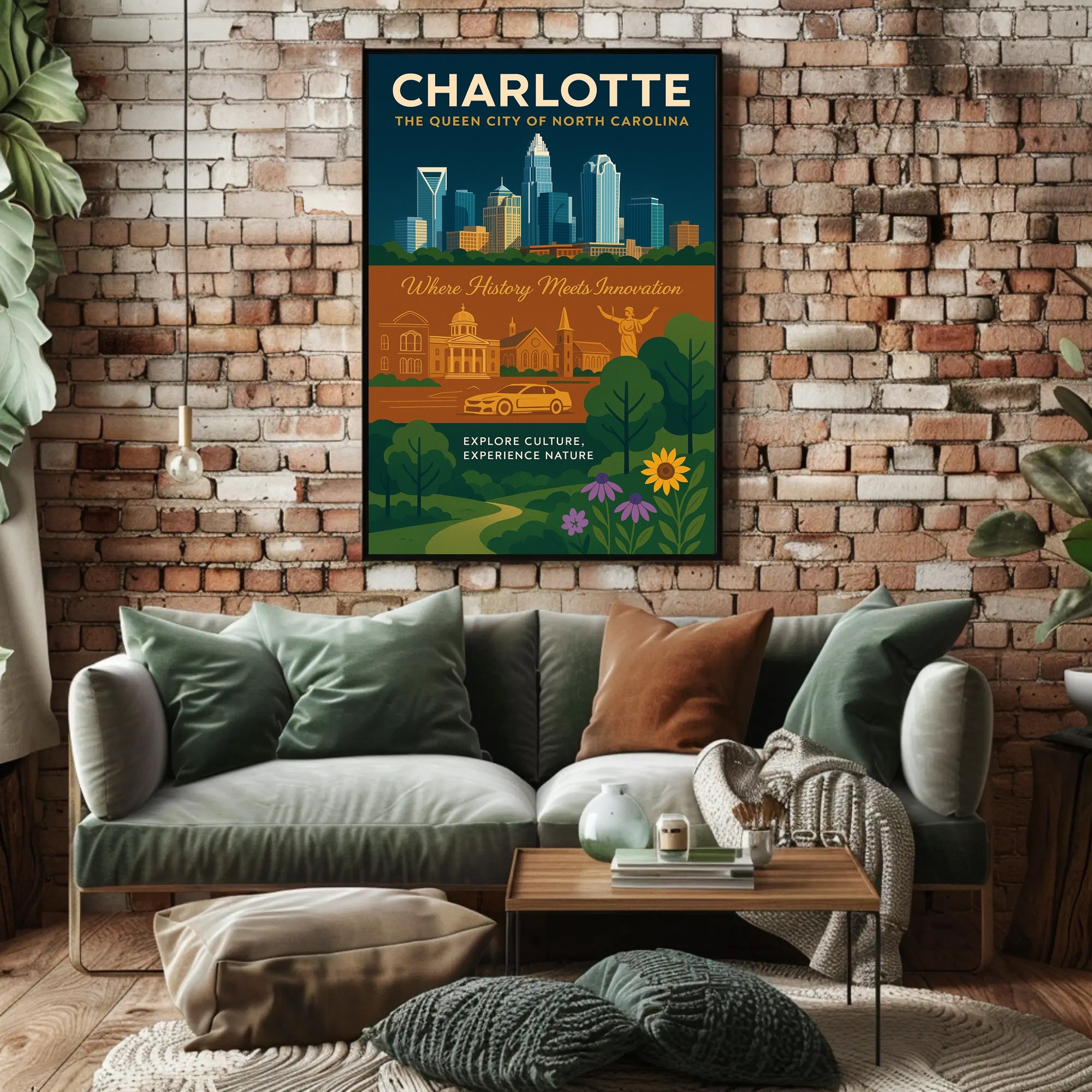 Charlotte's Skyline and Heritage Urban or Cityscape Poster PosterGoat