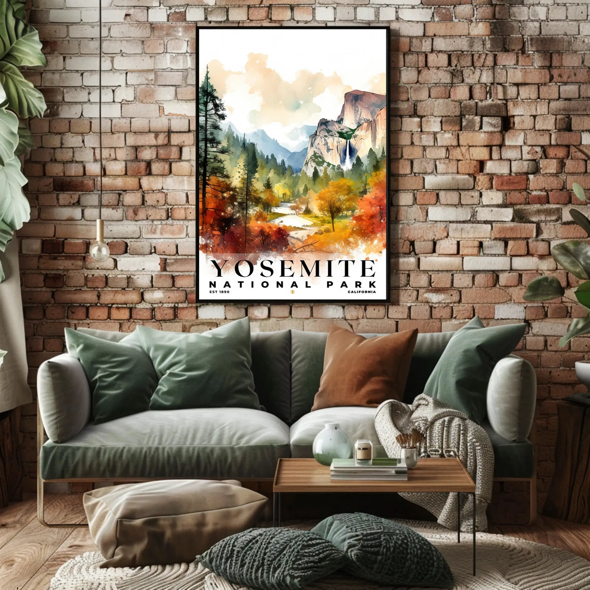Yosemite Watercolor Wall Art Poster