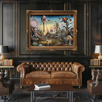 Surreal Fantasy Creatures in Dreamlike Landscape Poster