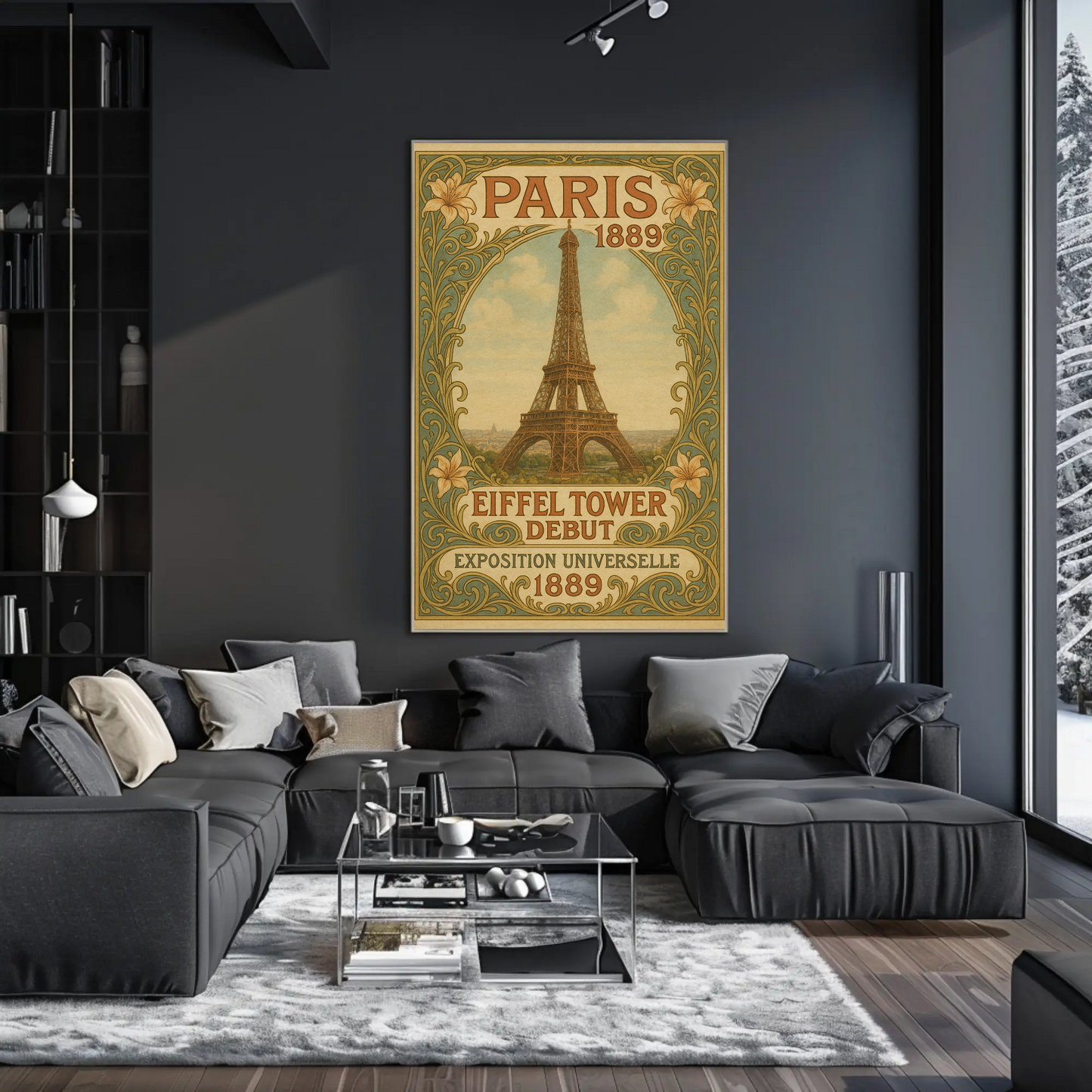Paris 1889 Eiffel Tower Debut Art Nouveau Travel Poster