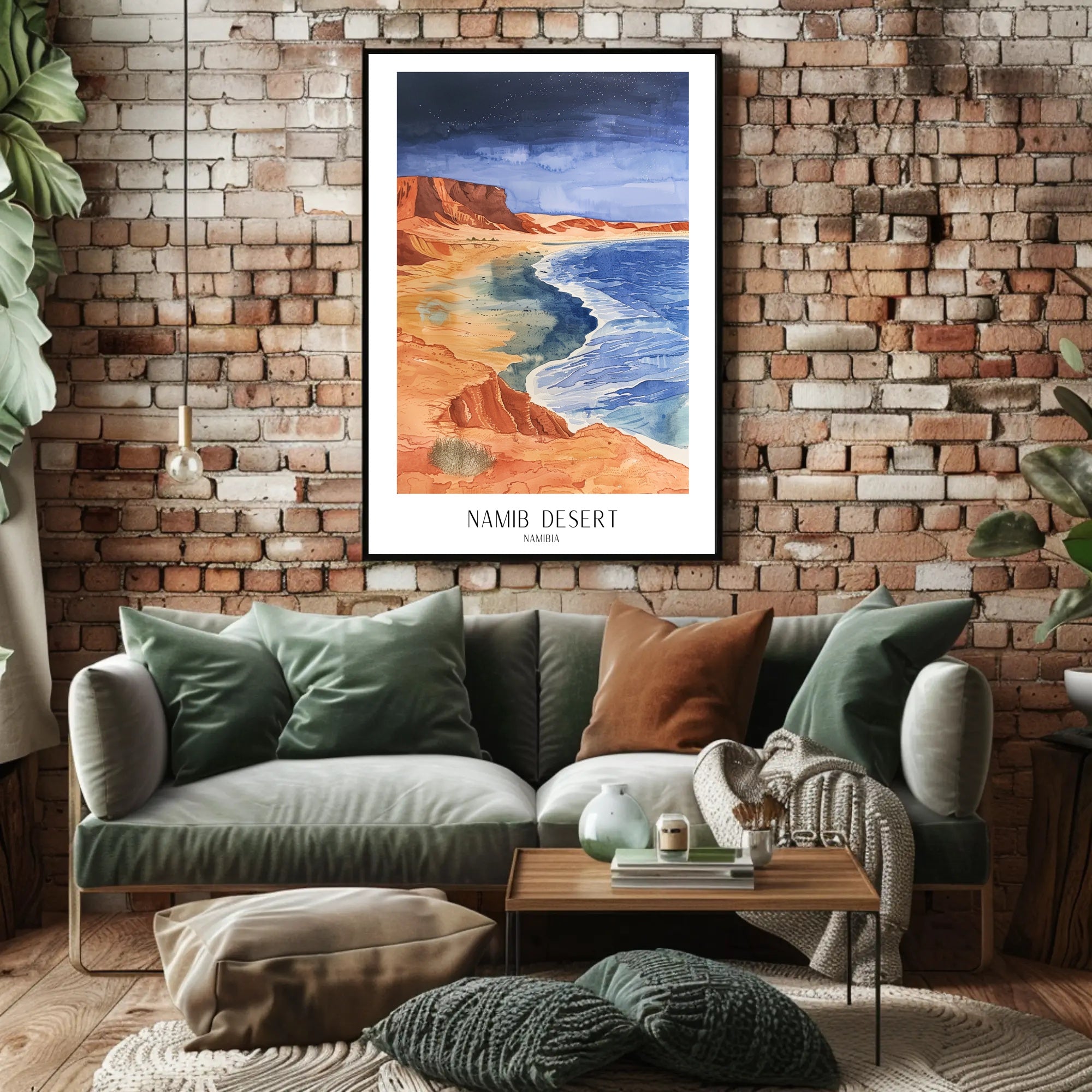 Namib Desert Night Sky Watercolor Travel Poster PosterGoat