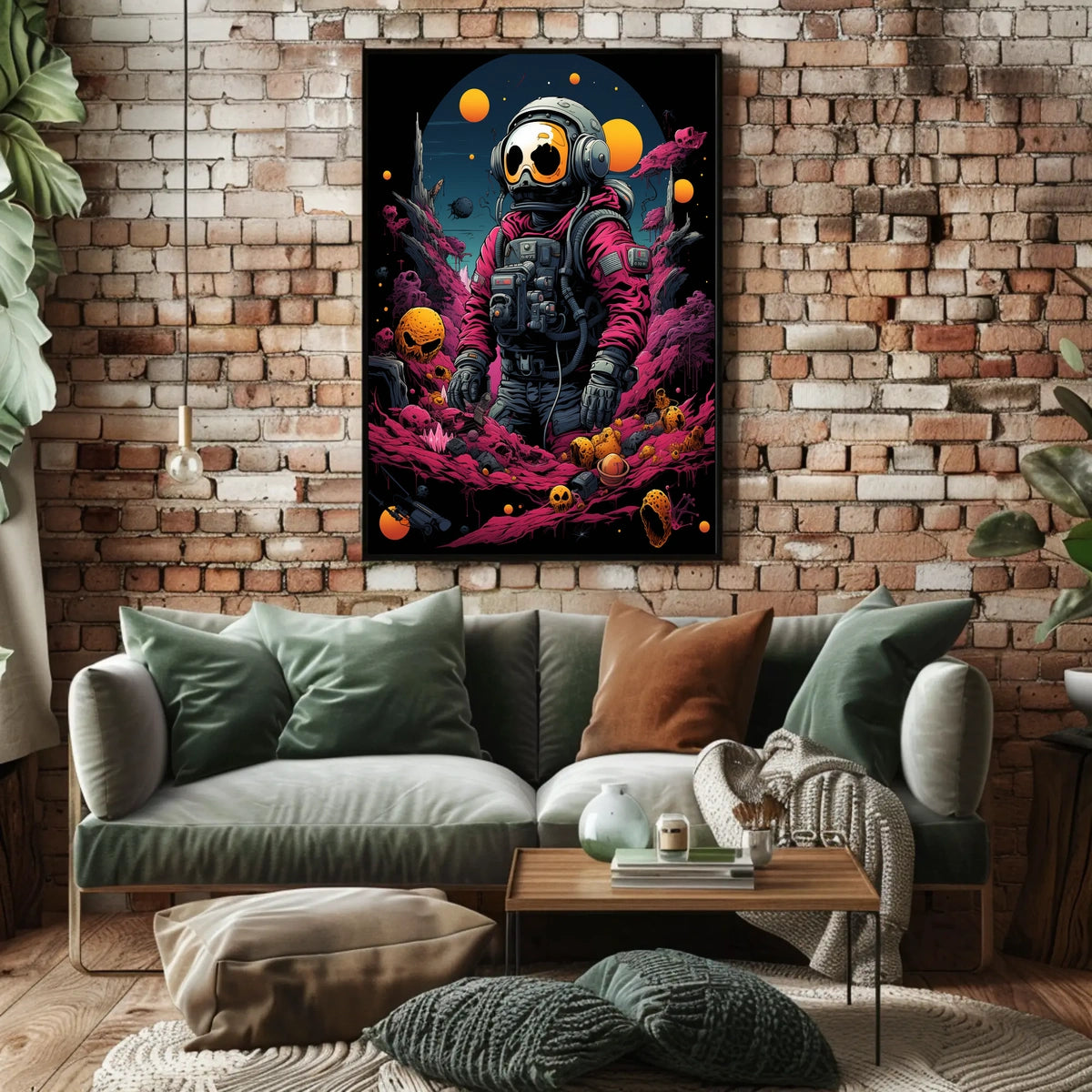 Astronaut in Psychedelic Alien Landscape Poster
