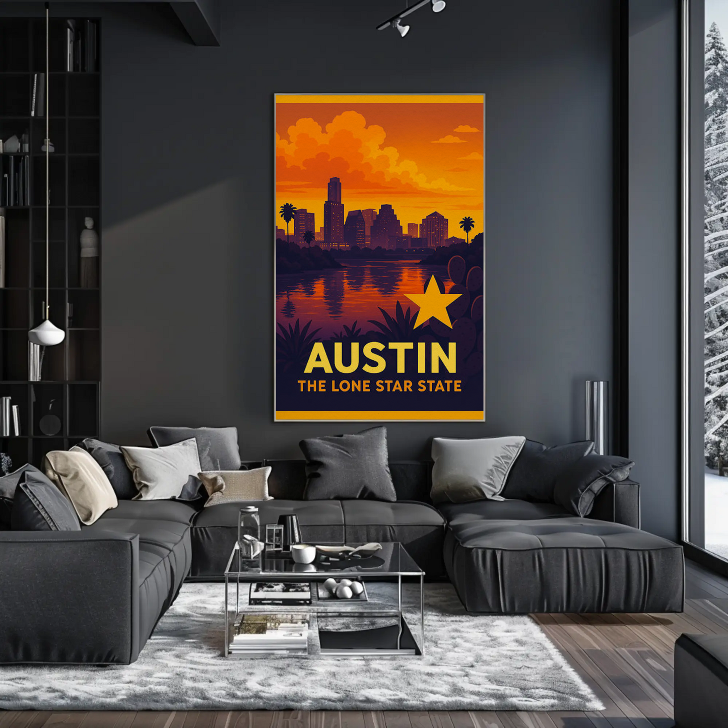 Austin Texas Sunset Skyline Lone Star Travel Poster