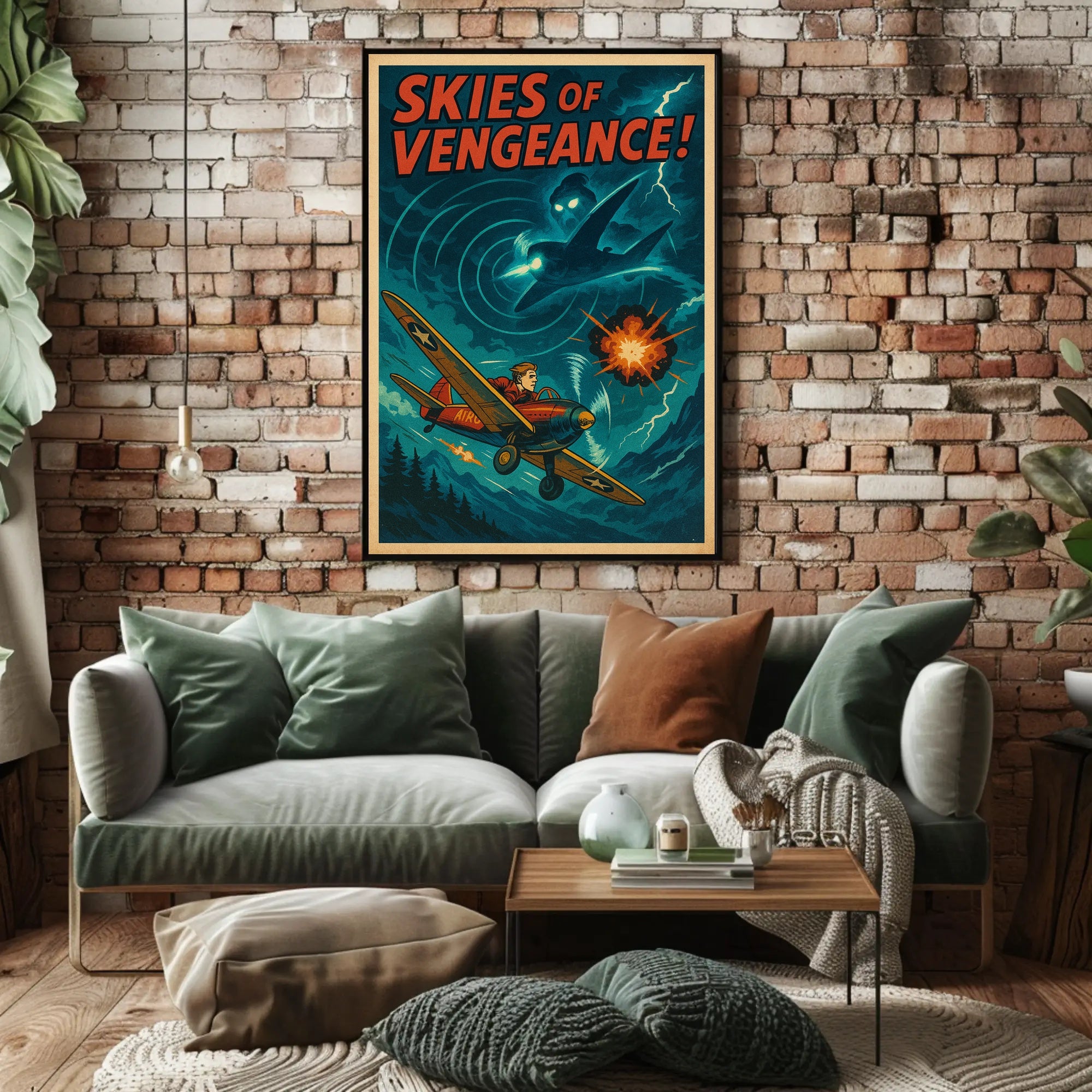 Skies of Vengeance Vintage Action-Adventure Poster