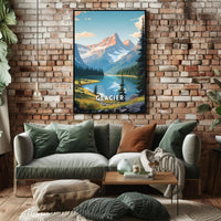 Glacier National Park Travel Poster Vintage Print